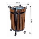 Round Wooden Trash Can with Legs