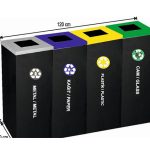 Quad-Painted Black Recycling Bin